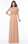 ColsBM Alexia Almost Apricot Modest A-line Zip up Chiffon Floor Length Ruching Bridesmaid Dresses