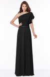 ColsBM Alexia Black Modest A-line Zip up Chiffon Floor Length Ruching Bridesmaid Dresses