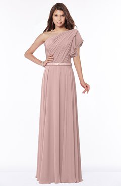 ColsBM Alexia Blush Pink Modest A-line Zip up Chiffon Floor Length Ruching Bridesmaid Dresses