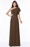 ColsBM Alexia Chocolate Brown Modest A-line Zip up Chiffon Floor Length Ruching Bridesmaid Dresses
