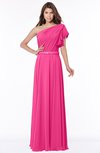 ColsBM Alexia Fandango Pink Modest A-line Zip up Chiffon Floor Length Ruching Bridesmaid Dresses
