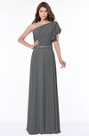 ColsBM Alexia Grey Modest A-line Zip up Chiffon Floor Length Ruching Bridesmaid Dresses
