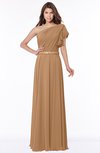 ColsBM Alexia Light Brown Modest A-line Zip up Chiffon Floor Length Ruching Bridesmaid Dresses