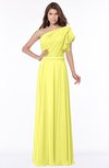 ColsBM Alexia Pale Yellow Modest A-line Zip up Chiffon Floor Length Ruching Bridesmaid Dresses