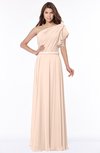 ColsBM Alexia Peach Puree Modest A-line Zip up Chiffon Floor Length Ruching Bridesmaid Dresses