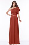 ColsBM Alexia Rust Modest A-line Zip up Chiffon Floor Length Ruching Bridesmaid Dresses