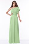 ColsBM Alexia Sage Green Modest A-line Zip up Chiffon Floor Length Ruching Bridesmaid Dresses