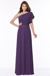 ColsBM Alexia Violet Modest A-line Zip up Chiffon Floor Length Ruching Bridesmaid Dresses