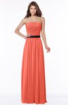 ColsBM Jaliyah Living Coral Mature A-line Strapless Zip up Chiffon Bridesmaid Dresses