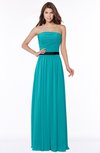 ColsBM Jaliyah Peacock Blue Mature A-line Strapless Zip up Chiffon Bridesmaid Dresses
