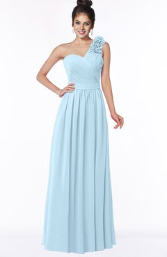 ColsBM Elisa Ice Blue Simple A-line One Shoulder Half Backless Chiffon Flower Bridesmaid Dresses