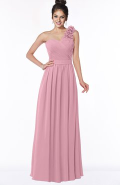 ColsBM Elisa Light Coral Simple A-line One Shoulder Half Backless Chiffon Flower Bridesmaid Dresses