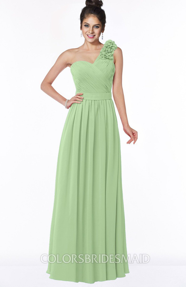 sage green one shoulder bridesmaid dresses