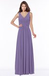 ColsBM Yasmin Chalk Violet Modern V-neck Zip up Floor Length Ruching Bridesmaid Dresses