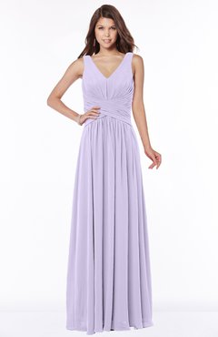 ColsBM Yasmin Light Purple Modern V-neck Zip up Floor Length Ruching Bridesmaid Dresses