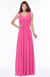 ColsBM Yasmin Rose Pink Modern V-neck Zip up Floor Length Ruching Bridesmaid Dresses