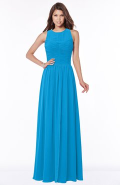 ColsBM Ayla Cornflower Blue Elegant Zip up Chiffon Floor Length Pick up Bridesmaid Dresses
