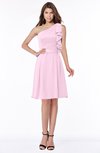 ColsBM Braylee Baby Pink Mature Sleeveless Zip up Chiffon Knee Length Bridesmaid Dresses