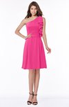 ColsBM Braylee Fandango Pink Mature Sleeveless Zip up Chiffon Knee Length Bridesmaid Dresses