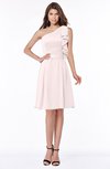 ColsBM Braylee Light Pink Mature Sleeveless Zip up Chiffon Knee Length Bridesmaid Dresses