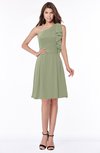 ColsBM Braylee Moss Green Mature Sleeveless Zip up Chiffon Knee Length Bridesmaid Dresses