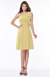 ColsBM Braylee New Wheat Mature Sleeveless Zip up Chiffon Knee Length Bridesmaid Dresses