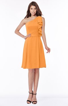 ColsBM Braylee Orange Mature Sleeveless Zip up Chiffon Knee Length Bridesmaid Dresses