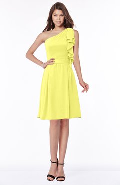 ColsBM Braylee Pale Yellow Mature Sleeveless Zip up Chiffon Knee Length Bridesmaid Dresses