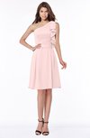 ColsBM Braylee Pastel Pink Mature Sleeveless Zip up Chiffon Knee Length Bridesmaid Dresses
