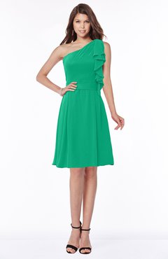 ColsBM Braylee Pepper Green Mature Sleeveless Zip up Chiffon Knee Length Bridesmaid Dresses