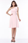 ColsBM Braylee Petal Pink Mature Sleeveless Zip up Chiffon Knee Length Bridesmaid Dresses