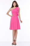 ColsBM Braylee Rose Pink Mature Sleeveless Zip up Chiffon Knee Length Bridesmaid Dresses