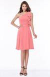 ColsBM Braylee Shell Pink Mature Sleeveless Zip up Chiffon Knee Length Bridesmaid Dresses