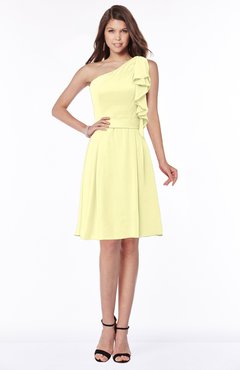 ColsBM Braylee Wax Yellow Mature Sleeveless Zip up Chiffon Knee Length Bridesmaid Dresses