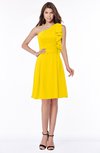 ColsBM Braylee Yellow Mature Sleeveless Zip up Chiffon Knee Length Bridesmaid Dresses