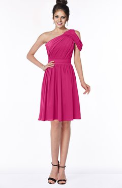 ColsBM Aiyana Beetroot Purple Elegant One Shoulder Sleeveless Zip up Chiffon Ruching Bridesmaid Dresses