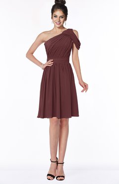 ColsBM Aiyana Burgundy Elegant One Shoulder Sleeveless Zip up Chiffon Ruching Bridesmaid Dresses