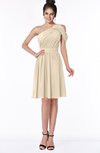 ColsBM Aiyana Champagne Elegant One Shoulder Sleeveless Zip up Chiffon Ruching Bridesmaid Dresses