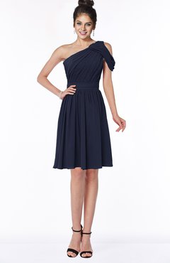 ColsBM Aiyana Dark Sapphire Elegant One Shoulder Sleeveless Zip up Chiffon Ruching Bridesmaid Dresses