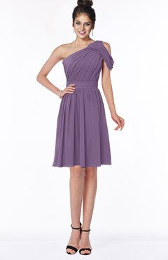 ColsBM Aiyana Eggplant Elegant One Shoulder Sleeveless Zip up Chiffon Ruching Bridesmaid Dresses