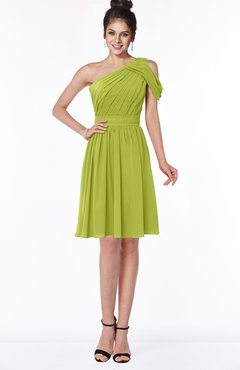 ColsBM Aiyana Green Oasis Elegant One Shoulder Sleeveless Zip up Chiffon Ruching Bridesmaid Dresses
