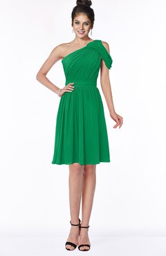 ColsBM Aiyana Jelly Bean Elegant One Shoulder Sleeveless Zip up Chiffon Ruching Bridesmaid Dresses