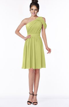 ColsBM Aiyana Linden Green Elegant One Shoulder Sleeveless Zip up Chiffon Ruching Bridesmaid Dresses