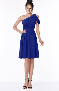 ColsBM Aiyana Nautical Blue Elegant One Shoulder Sleeveless Zip up Chiffon Ruching Bridesmaid Dresses