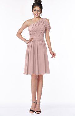 ColsBM Aiyana Nectar Pink Elegant One Shoulder Sleeveless Zip up Chiffon Ruching Bridesmaid Dresses