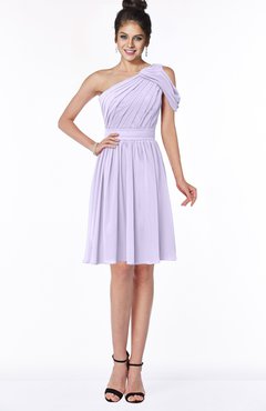 ColsBM Aiyana Pastel Lilac Elegant One Shoulder Sleeveless Zip up Chiffon Ruching Bridesmaid Dresses