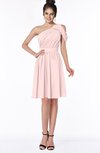 ColsBM Aiyana Pastel Pink Elegant One Shoulder Sleeveless Zip up Chiffon Ruching Bridesmaid Dresses
