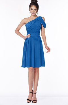 ColsBM Aiyana Royal Blue Elegant One Shoulder Sleeveless Zip up Chiffon Ruching Bridesmaid Dresses