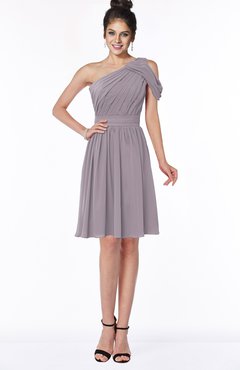 ColsBM Aiyana Sea Fog Elegant One Shoulder Sleeveless Zip up Chiffon Ruching Bridesmaid Dresses