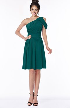 ColsBM Aiyana Shaded Spruce Elegant One Shoulder Sleeveless Zip up Chiffon Ruching Bridesmaid Dresses